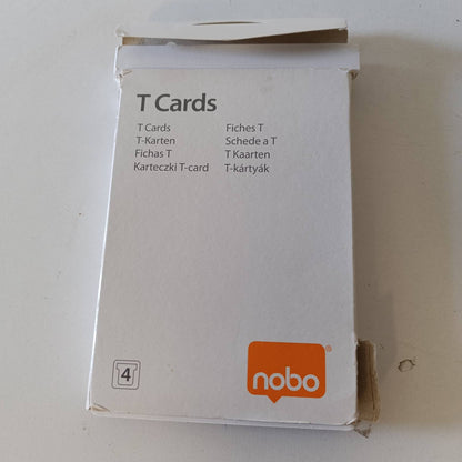 274583 - NOBO Tableta në formë T-card, sipër 15 mm, poshtë 124 x 112 x 180 mm, madhësia 4, 100 copë, të bardha