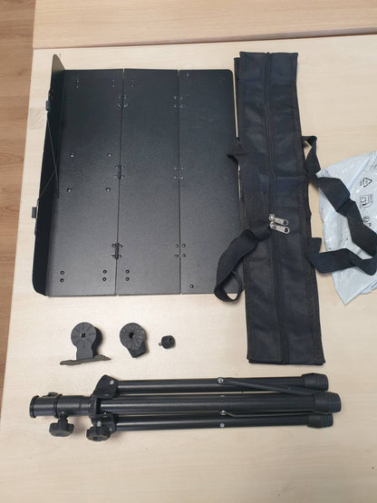 288655 - CAHAYA Stenda muzikore, e zezë mat, materiali: rezistente ndaj gërvishtjeve, me dy qëllime, metal, portative, e qëndrueshme, e rregullueshme në lartësi, me çantë, modeli CY0317