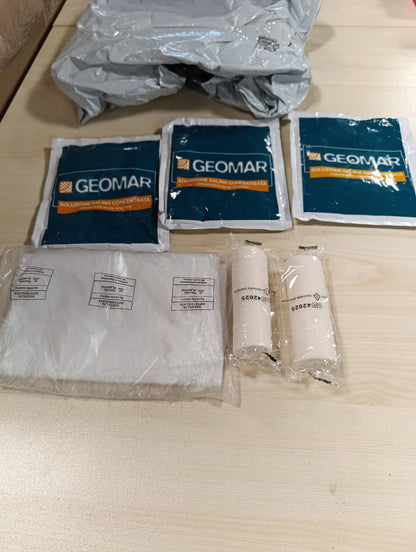272110 - GEOMAR | Kit Fashash të Thata, Kundër Njollave të Celulitit, 95% Origjina Natyrale me Trio Kripërash (Deti, Epsom, Deti i Vdekur), 140 ml x 3 Aplikime