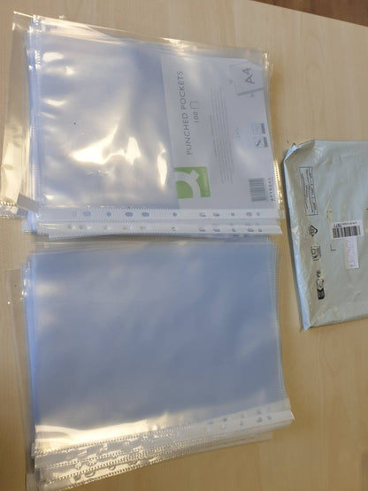 296297 - Q-CONNECT Mbulesa Dokumentesh KF18045 Tipi L/E Hapur Sipër dhe Anash, Mbulesa Transparente të Perforuara, 100 copë
