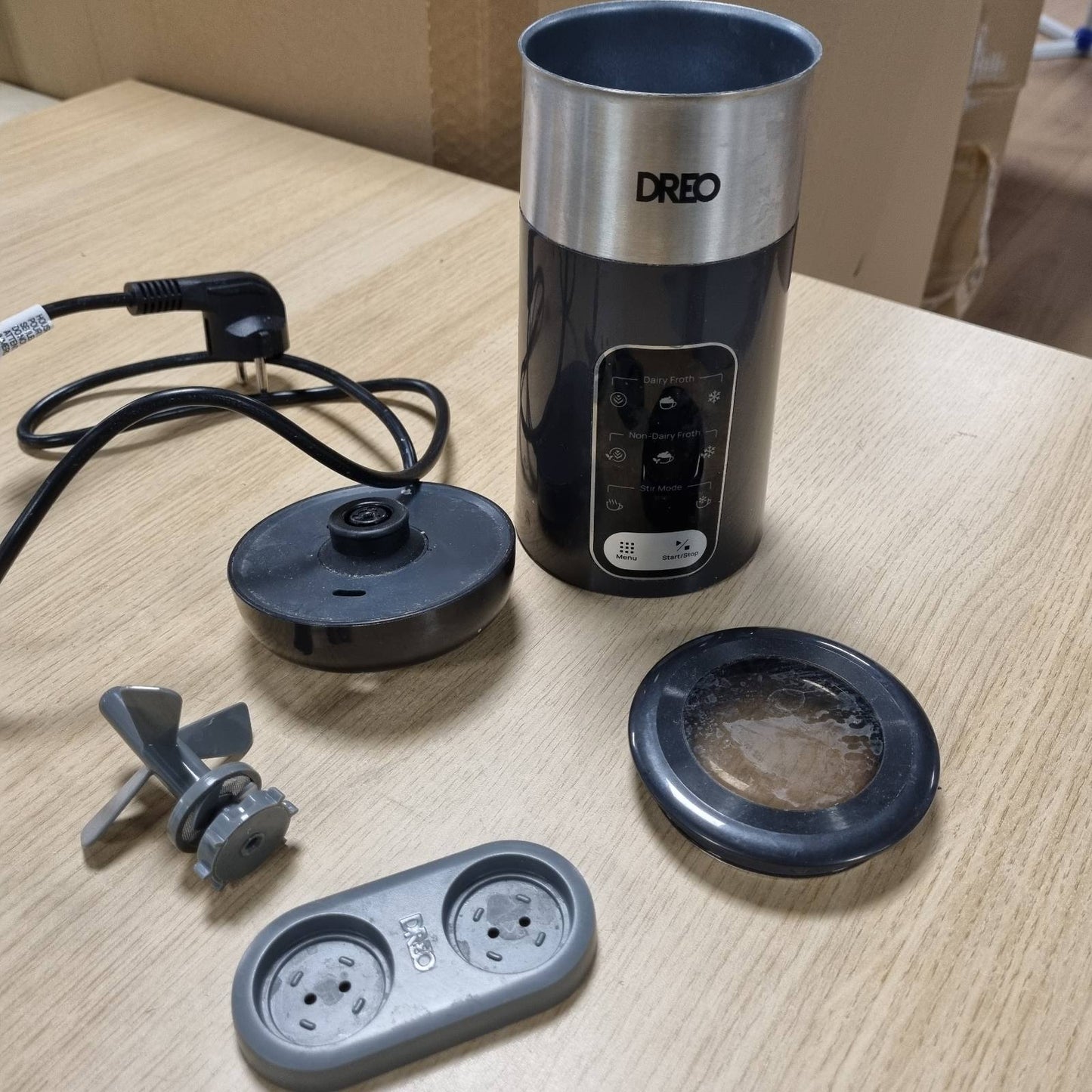 288518 - DREO Shkumëzues elektrik qumështi 8-në-1, 270ml, çelik inox, për Latte, Cappuccino, Çokollatë të Nxehtë, LED, Pastrohet lehtë