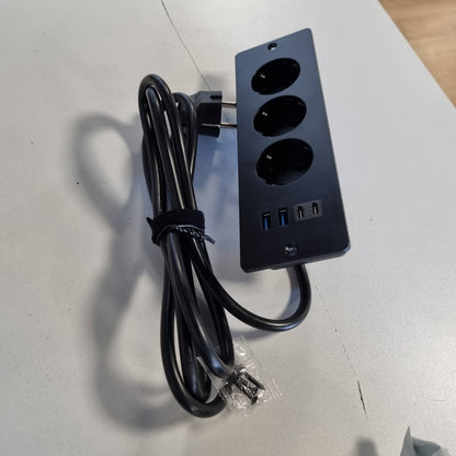 296022 - Shirit rryme për tavolinë me portë USB-C, 3 drejtime, kabllo 2 m, për tavolina konferencash, sipërfaqe pune, tavolina divanesh