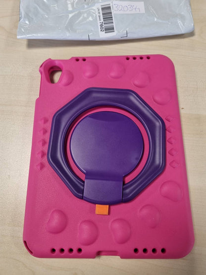 320344 - JETech Mbështjellëse për fëmijë për iPad (A16) Gjenerata e 11-të/10-të (2025/2022) me rrotullim 360 gradë, mbështetëse dhe dorezë, ngjyrë kumbulle
