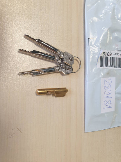 289181 - Burg Wächter Kyç me vrimë çelësi për brava me mortise, E 7/3 SB, 04481, ari, 7 mm, përfshirë 3 çelësa