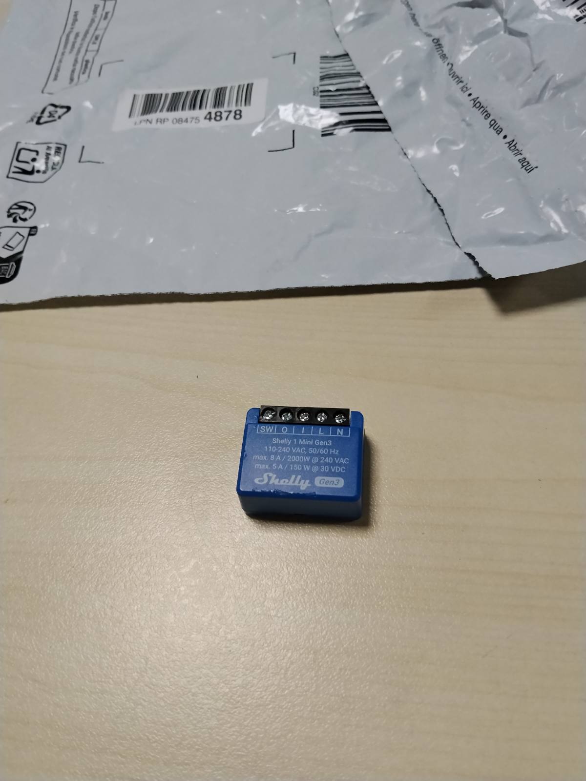 289066 - Shelly 1 Mini Gen3, Ndërprerës Releje Inteligjente Wi-Fi & Matter, 1 Kanal, 8A, Kontakt pa Potencial