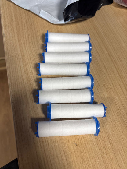 289312 - JINXIAN Fishek filtri zëvendësues me 8 pjesë për kokë dushi të dorës, filtër pambuku PP, 8 x 2.5 cm, filtër koke dushi për ujë të pastruar dhe më të butë