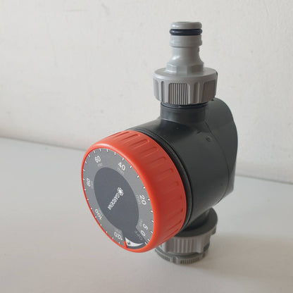 313709 - GARDENA Kohëmatës Ujitjeje Automatik për Rubinetat e Ujit 26.5 mm (G 3/4) ose 33.3 mm (G1), Kohëzgjatje Fleksibile Ujitjeje (5-120 Min.), Lidhje e Lehtë me Sistemin Quick-Plug (1169-20)