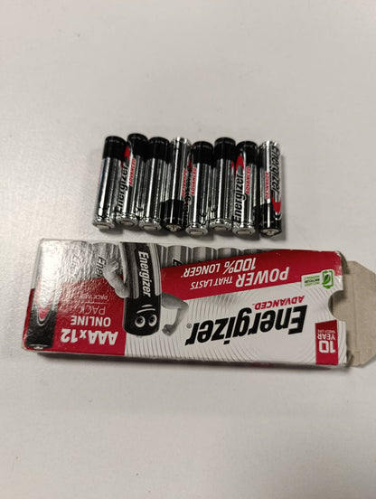 309259 - ENERGIZER Advanced - Bateri AAA, Pako me 12 copë, Bateri alkaline 1.5V, Jetëgjatësi 10-vjeçare, Paketim 100% pa plastikë