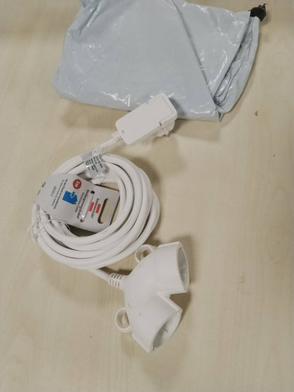 289088 - BRENNENSTUHL Kabllo zgjatues plastik cilësor me spinë të sheshtë 5m, kabllo zgjatuese energjie me prizë të dyfishtë, e bardhë