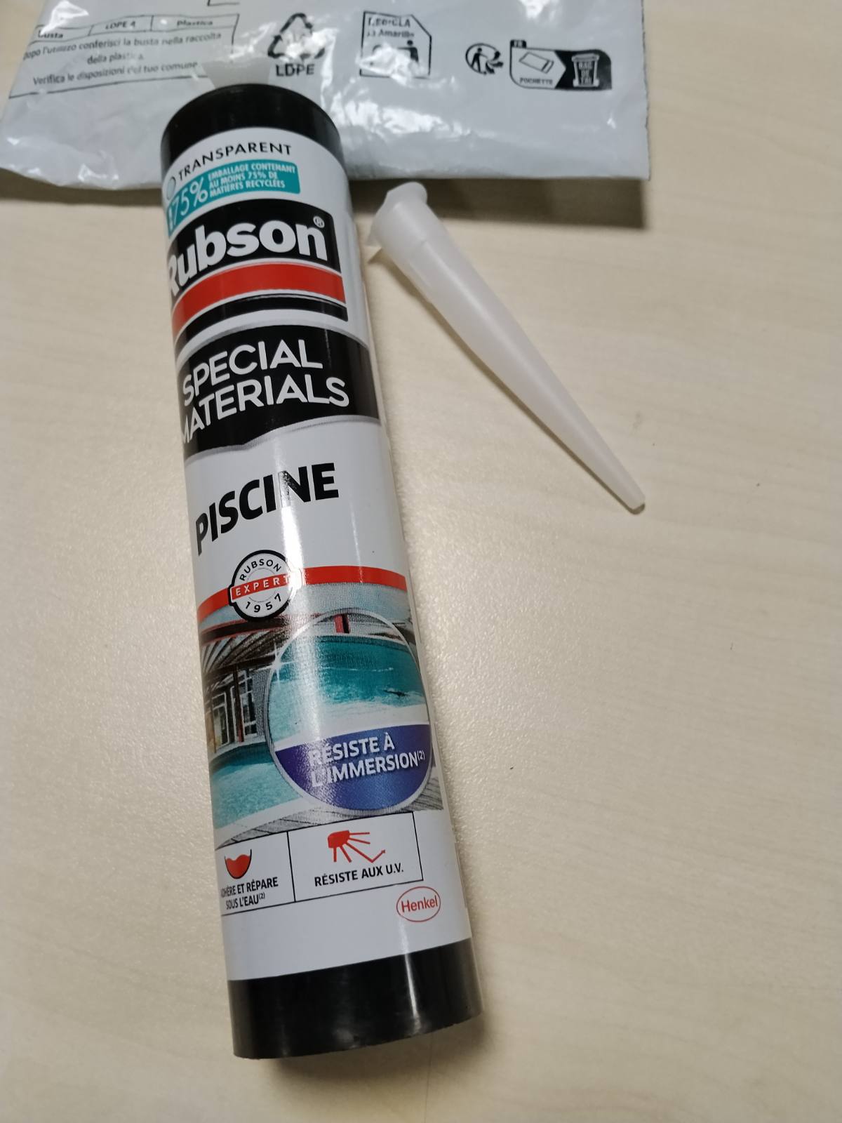 314232 - MATERIAL SPECIAL RUBSON, Pishina Silikoni, Kartush 280ml, Transparente