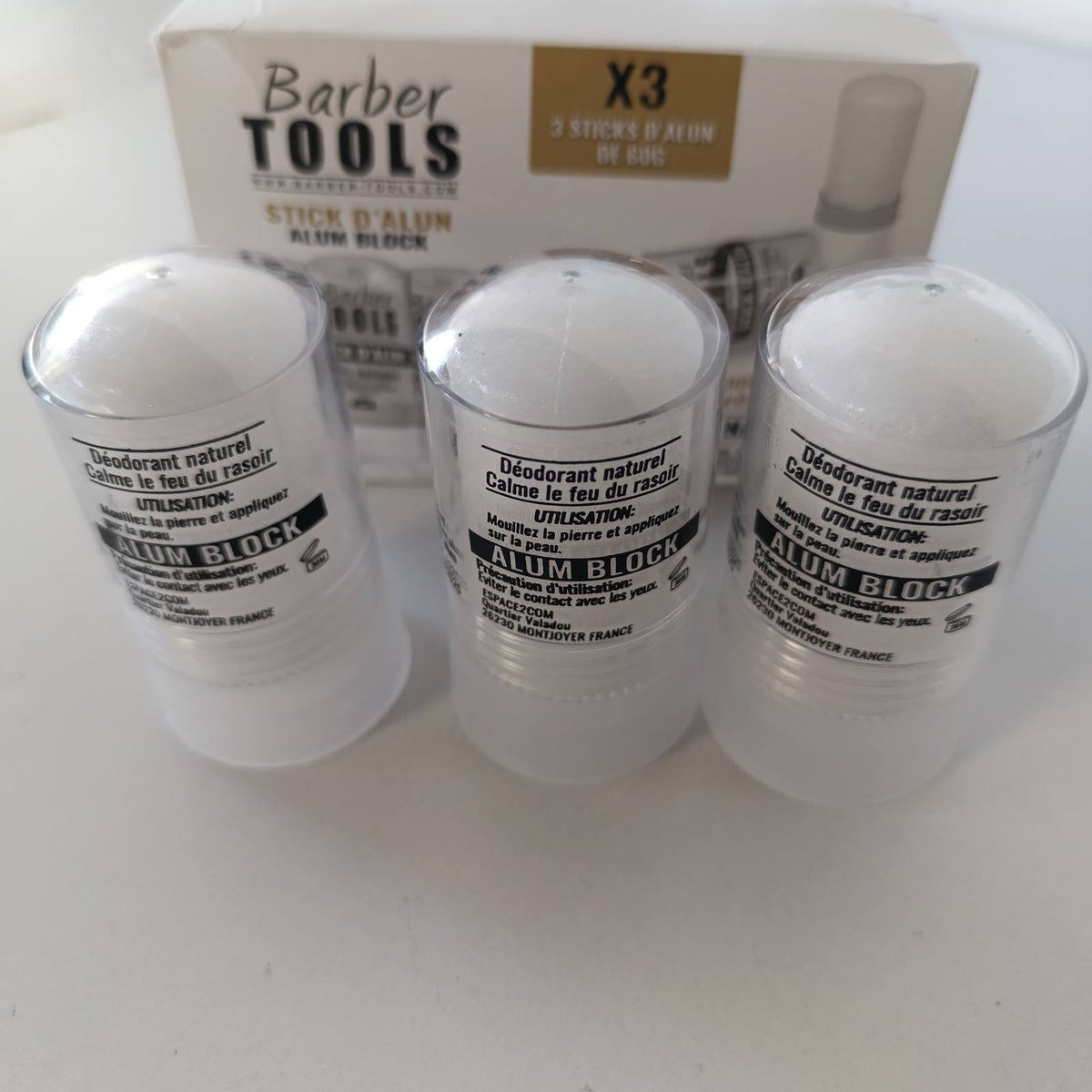 308114 - BARBER TOOLS Pako me 3 shkopinj deodorantë 60g - Gurë alumini - 100% Natyral - Pa parabene dhe klorhidrate alumini