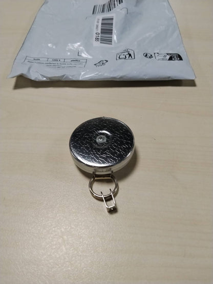 335177 - KEY-BAK Varëse çelësash origjinale e tërheqshme me kabllo çeliku inox 121.9 cm, pjesa e përparme e kromuar, kapëse rripi çeliku, rezistencë ndaj tërheqjes 227 g