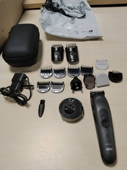311042 - BRAUN Makinë prerëse dhe prerëse flokësh për burra MGK7491, Set stilimi 17-në-1, 100 minuta përdorim, e zezë