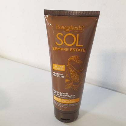 312237 - BOTTEGA VERDE - SOL Sempre Estate, Krem Trupi Vetë-Nxirës, 200 ml, me Ekstrakte Papaje dhe Mangoje