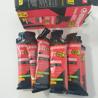 311942 - ENERVIT Xhel Karbohidrate C2:1PRO Lime, 40g Karbohidrate, 7 Paketa me 60ml, Pa Gluten, Vegan
