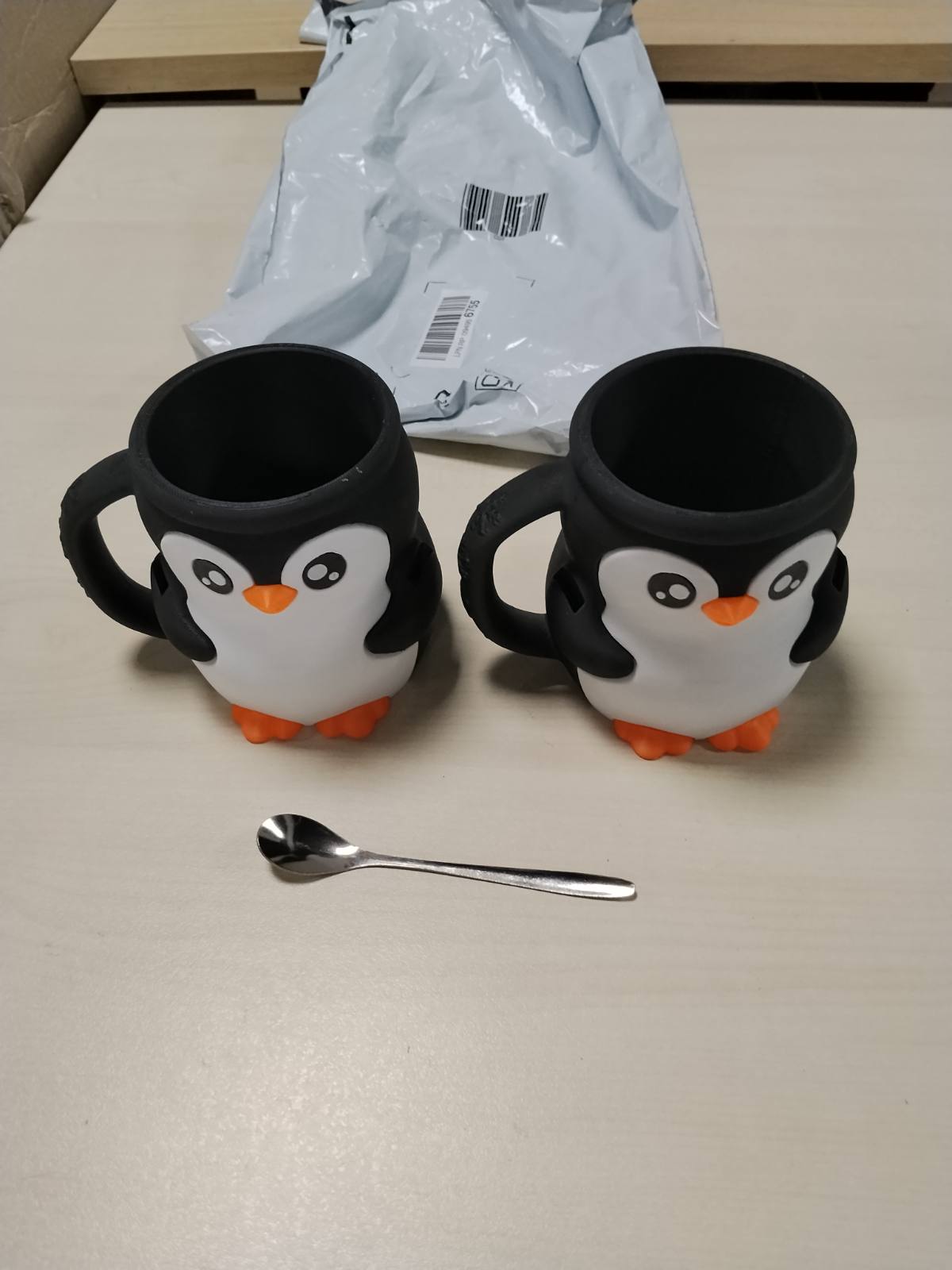 314610 - Mbajtëse Akulloreje Pinguini për Fëmijë dhe të Rritur, 3D, 4 Lugë, për Akullore, Kos, Ushqime të Lehta
