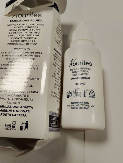 312257 - KOURILES Emulsion Lëng Hidratues dhe Mbrojtës për Fytyrën dhe Skalpin, 30 ml
