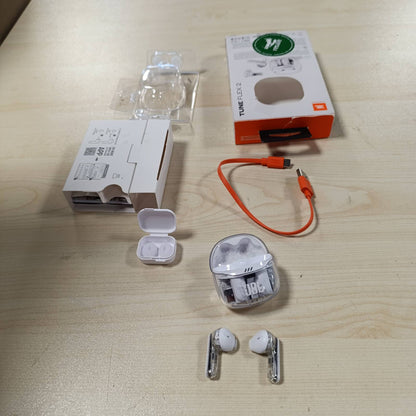 276147 - JBL TUNE FLEX GHOST 2 - Kufje pa tel Bluetooth në vesh me anulim zhurmash, kohë riprodhimi 48 orë, rezistente ndaj ujit dhe pluhurit IP54, lidhje me shumë pika, dizajn ergonomik, White Ghost