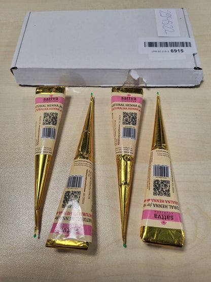 294522 - SATTVA AYURVEDA - Kafe natyrale kafe e kënës - 4 kone x 30g - Pa amoniak, pa PPD - Perfekte për dizajne kafe të kënës dhe efekt njollash