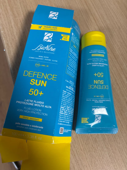 272216 - BIONIKE Defence Sun, qumësht mbrojtës nga dielli SPF 50+ për lëkurë të ndjeshme, me niacinamidë dhe vitaminë E, 100 ml