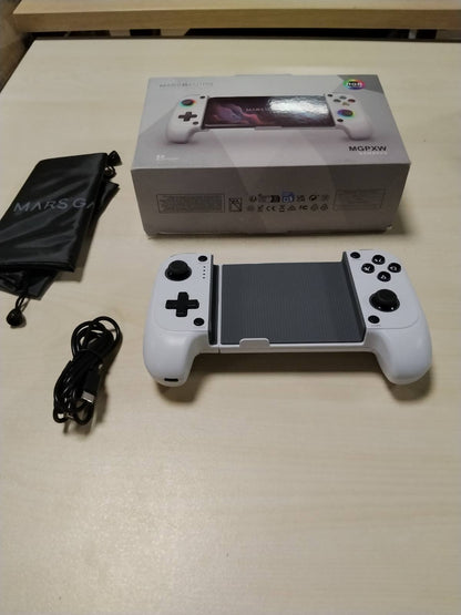 305296 - MARSGAMING MGPX, Gamepad Bluetooth 5.0 2-në-1, RGB Neon, Funksion Dridhjeje të Dyfishtë dhe Turbo, Mbështetje për Telefona të Mençur deri në 6.8", Kontrollues i Kompatibil me PC, Android, iOS dhe Konzola, USB-C, E Bardhë