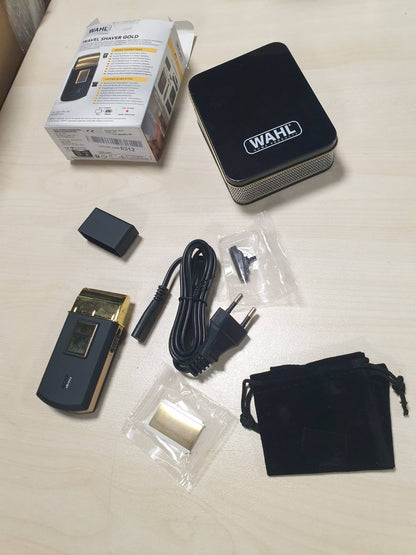 271734 - WAHL Rroba rroje Travel Edition Gold Brisk elektrik pa tel dhe i rikarikueshëm për burra, për prerjen e flokëve dhe mjekrës, kompakt dhe i lëvizshëm