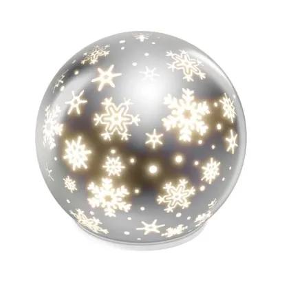 162647 - Dekorim – Ornament Krishtlindjesh prej qelqi me 10 LED, 12 cm, funksionon me 3 bateri AA, dritë e bardhë e ngrohtë, IP20, me kohëmatës.