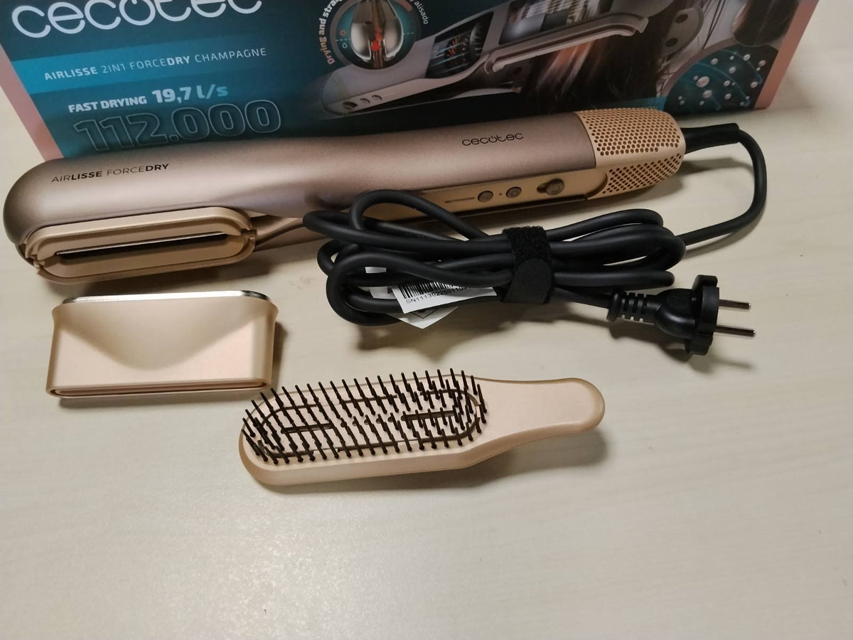 300262 - CECOTEC Pjastër flokësh AirLisse 2in1 ForceDry, 1120000RPM, Rrjedhje ajri 19.7 litra/s, 2 koka magnetike, motor pa furça, 4 temperatura, 2 shpejtësi