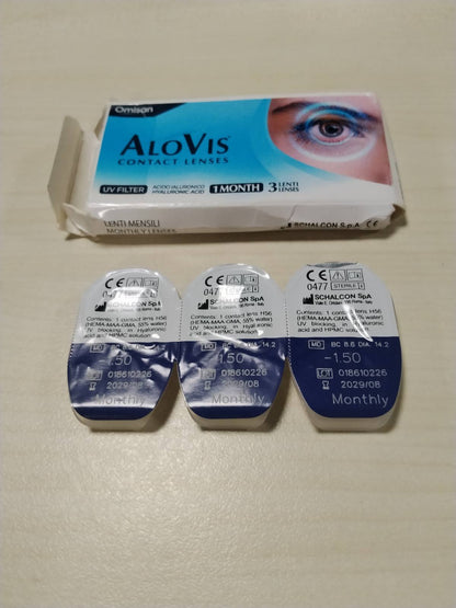 306473 - ALOVIS Lente Kontakti, 3 Lente Kontakti Mujore për Korrigjimin e Miopisë -1.50