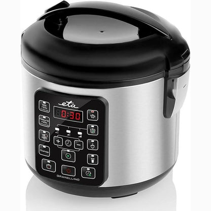 216410 - ETA Granellino – Orizier dhe avullues | Enë alumini 1.5 L | Veshje që nuk ngjit | Funksion mbajtjeje të ngrohtë | Gatim i ngadaltë | Përgatitje jogurti dhe quinoa | 9 programe automatike