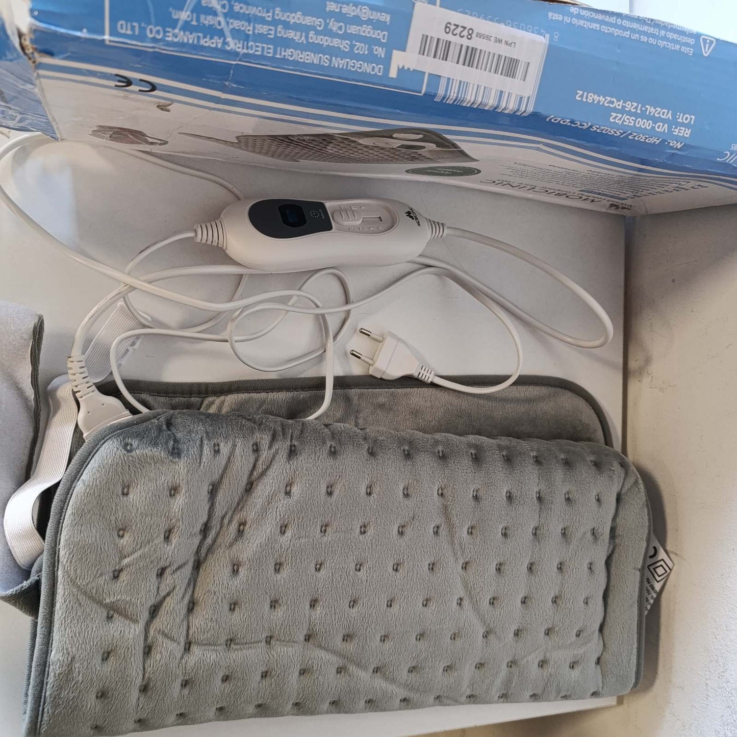 316467 - MOBICLINIC Jastëk i Ngrohshëm për Shpinën dhe Qafën, Konsum Shumë i Ulët Energjie, 62x43 cm, 3 Cilësime Ngrohjeje, Fikje Automatike, I Lahet, Mbështetje Lumbare dhe Qafë-Korrike, Gri