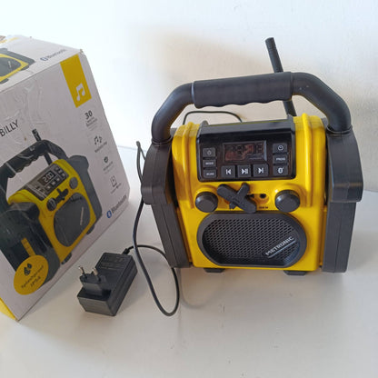 299321 - METRONIC 477217 - Radio FM për ndërtim, Bluetooth, Power Bank, Mbrojtje IP54, Rezistent ndaj goditjeve, pluhurit dhe spërkatjeve, Fuqi Totale Muzikore 30W, USB, Energji AC ose Bateri