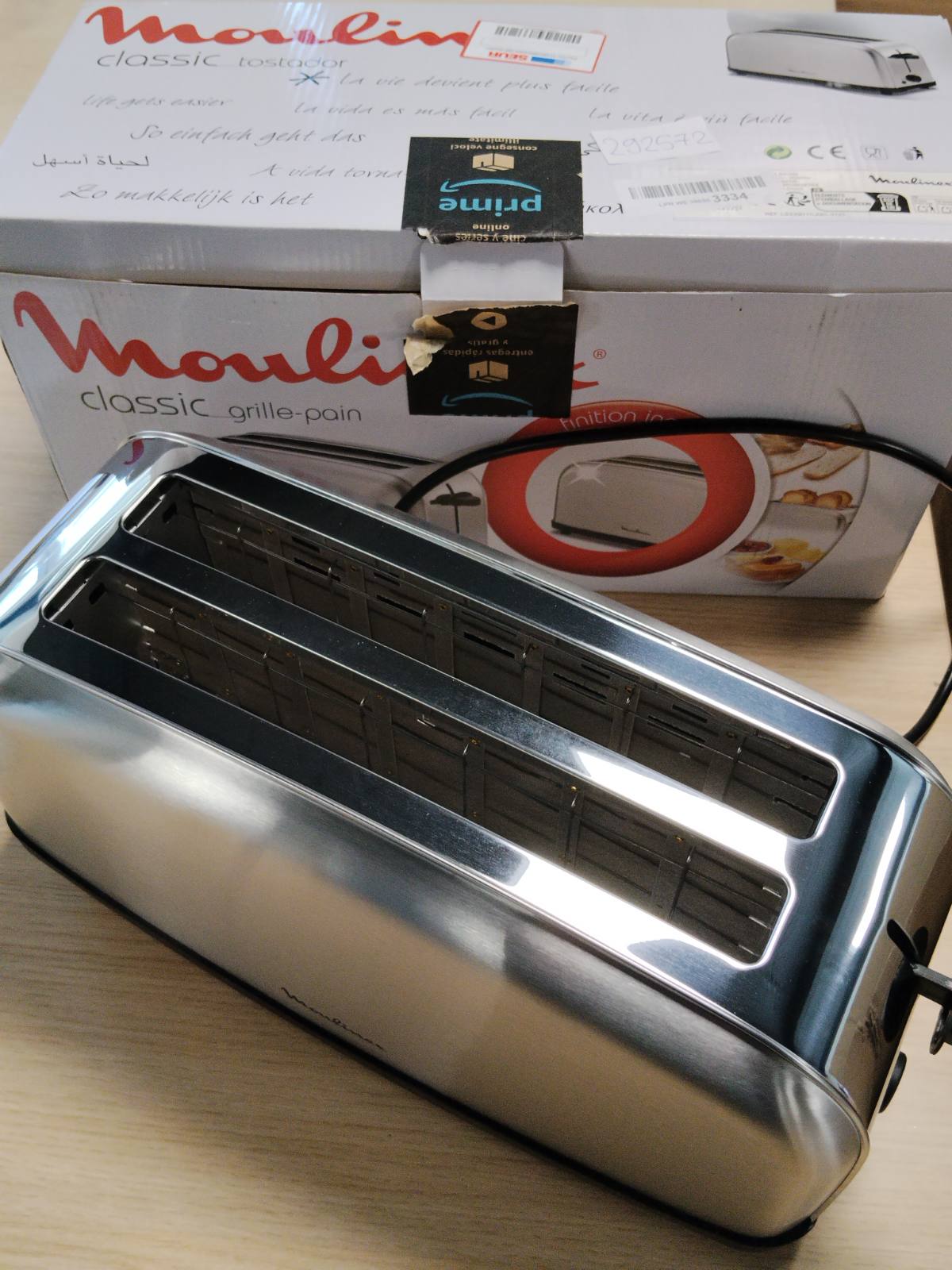 292572 - MOULINEX Classic, Toster prej çeliku inox, 2 vende të gjata dhe të gjera, 1400 W, 6 cilësime skuqjeje, funksion ndalimi, tavë thërrimesh, LS330D