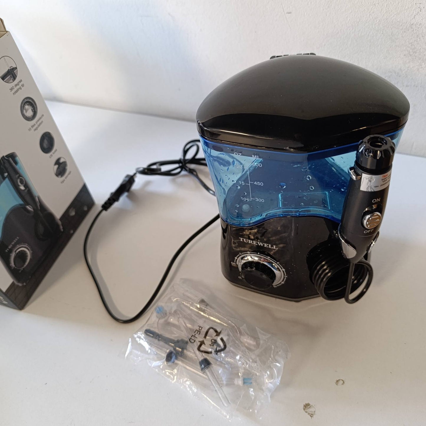 271419 - TUREWELL Pastrues uji për dhëmbë me 8 gryka, 600 ml, 10 nivele të rregullueshme të presionit të ujit