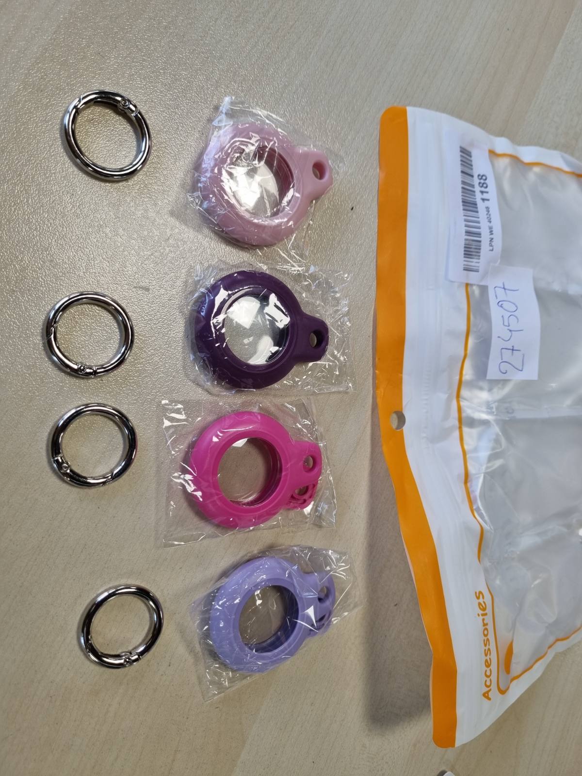 274507 - AIRTACK Mbajtëse TNSNK e papërshkueshme nga uji për Apple, varëse çelësash për bagazhe/biçikleta/kafshë shtëpiake (rozë e kuqe + rozë + vjollcë + vjollcë e errët)