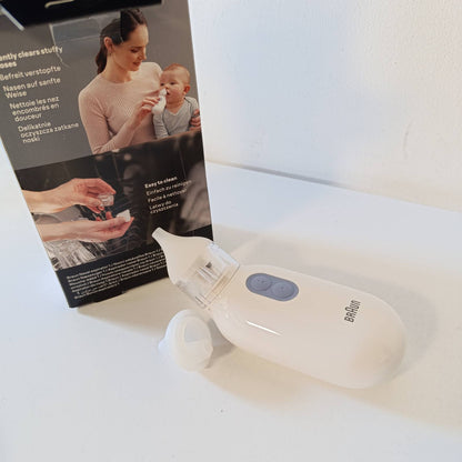 271493 - BRAUN Aspirator Nazal BNA100 | Dekongjestant për Mukusin | Thithje Elektrike | 2 Nivele Thithjeje | 2 Madhësi Maje | I përshtatshëm për të Porsalindur, Foshnje dhe Fëmijë
