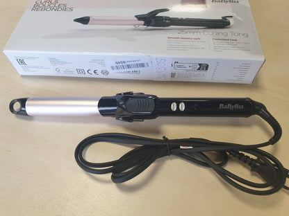 321305 - BABYLISS Hekur kaçurrelash 25 mm, C325E, Satin Touch, 10 temperatura, Ngrohje e shpejtë, Mbështetëse e integruar, Ngjyrë e zezë dhe rozë