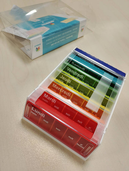 271476 - Anabox Rainbow Kutia Javore e Pilulave, Organizues Pilulash për 7 Ditë, 5 Ndarje në Ditë, Kapacitet i Madh, Pa BPA, Prodhuar në Itali