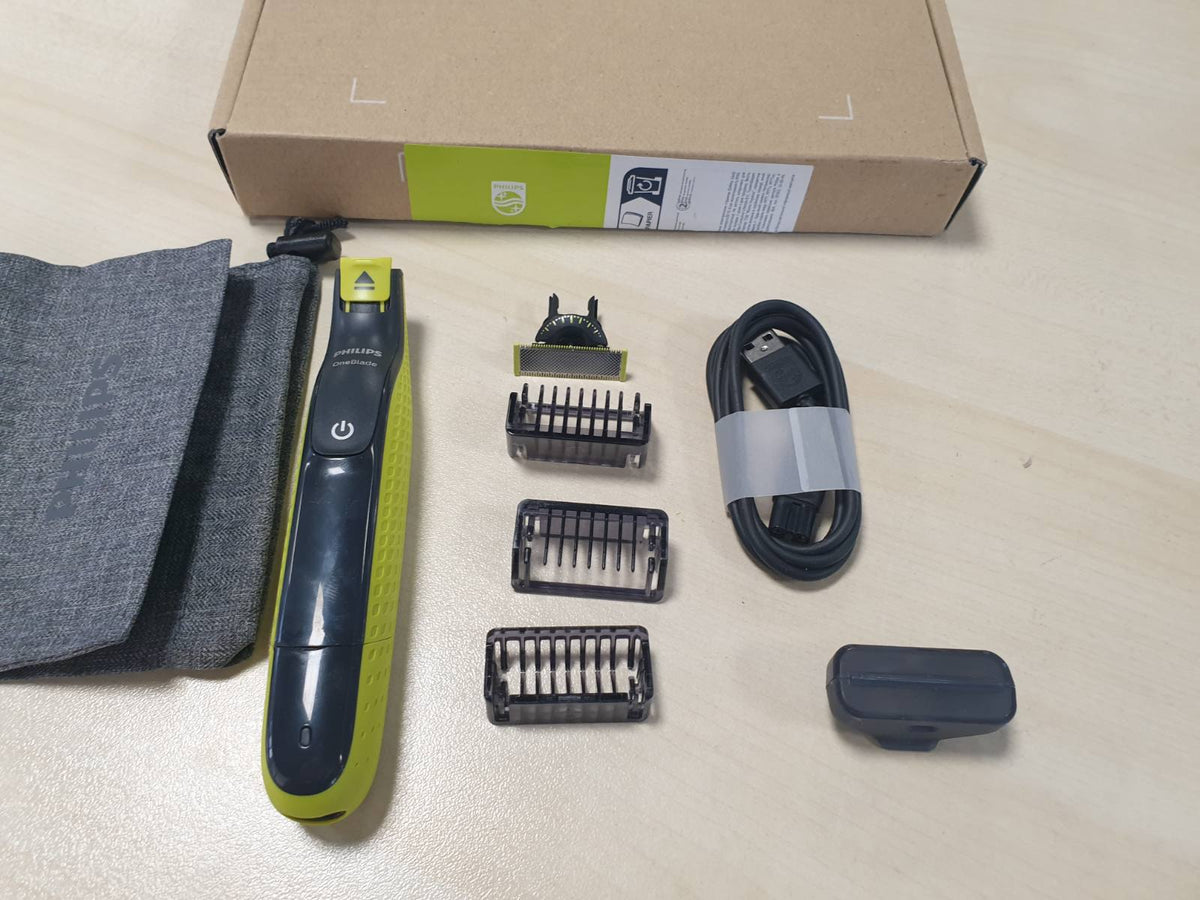 289725 - PHILIPS Makinë rroje dhe prerëse mjekre elektrike origjinale OneBlade 360, 2 tehe 360, 3 krehër mjekre (1, 3, 5 mm), QP2724/31