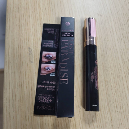 272238 - L'Oréal Paris Rimel Volumizues, Pigmente Ultra Intense, deri në 20 herë më shumë vëllim, zgjat deri në 24 orë, furçë me fibra të buta, i përshtatshëm për sy të ndjeshëm, Lash Paradise Forever Noir, e zezë intensive.