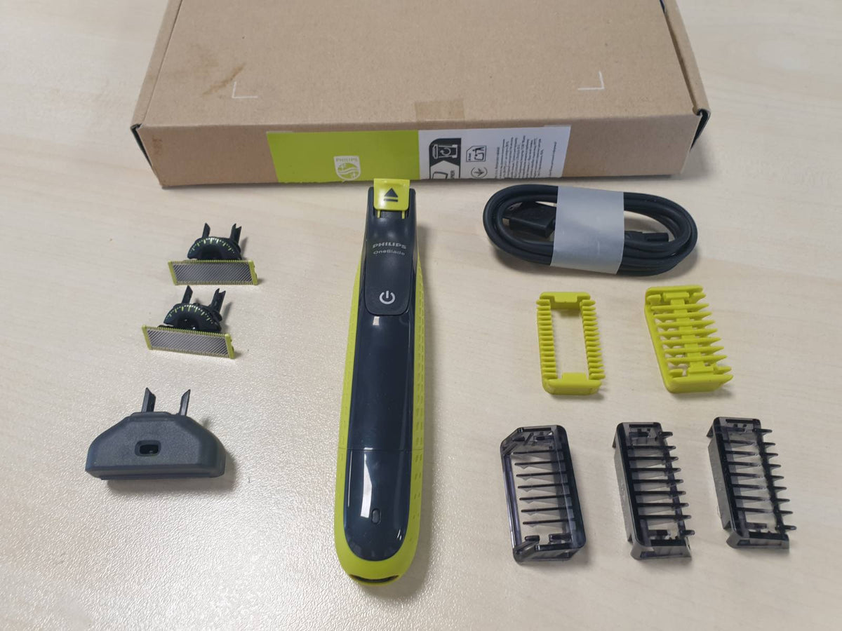289595 - PHILIPS Prerës elektrik OneBlade 360, për fytyrën dhe trupin, 3 tehe 360, 3 krehër (1, 3, 5 mm), QP2824/31
