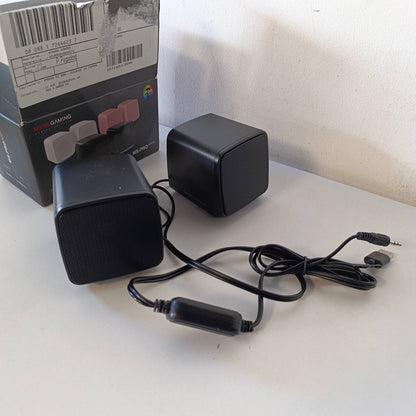 277144 - MARS GAMING MS-PRO, Altoparlantë Kompaktë 10W, Ndriçim Dinamik RGB Flow, Altoparlant PC me Kuti Kontrolli dhe Hyrje Jack 3.5 mm, i Zi