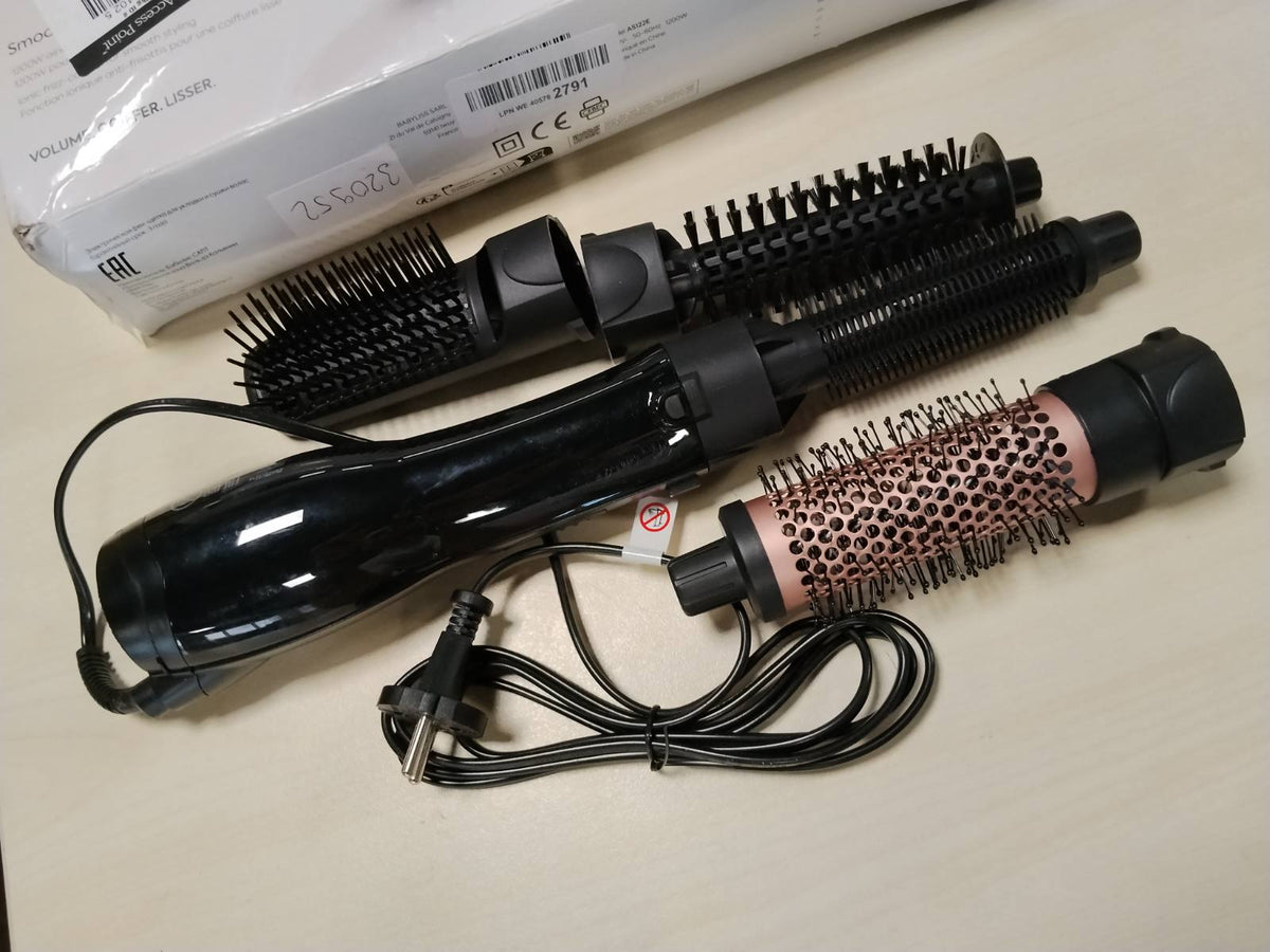 320952 - BABYLISS Smooth Finish 1200, Furçë me ajër të nxehtë 4-në-1, Teknologji Jonike dhe Qeramike, 4 aksesorë, 1200W, Ngjyra: E zezë/Rozë, AS122E