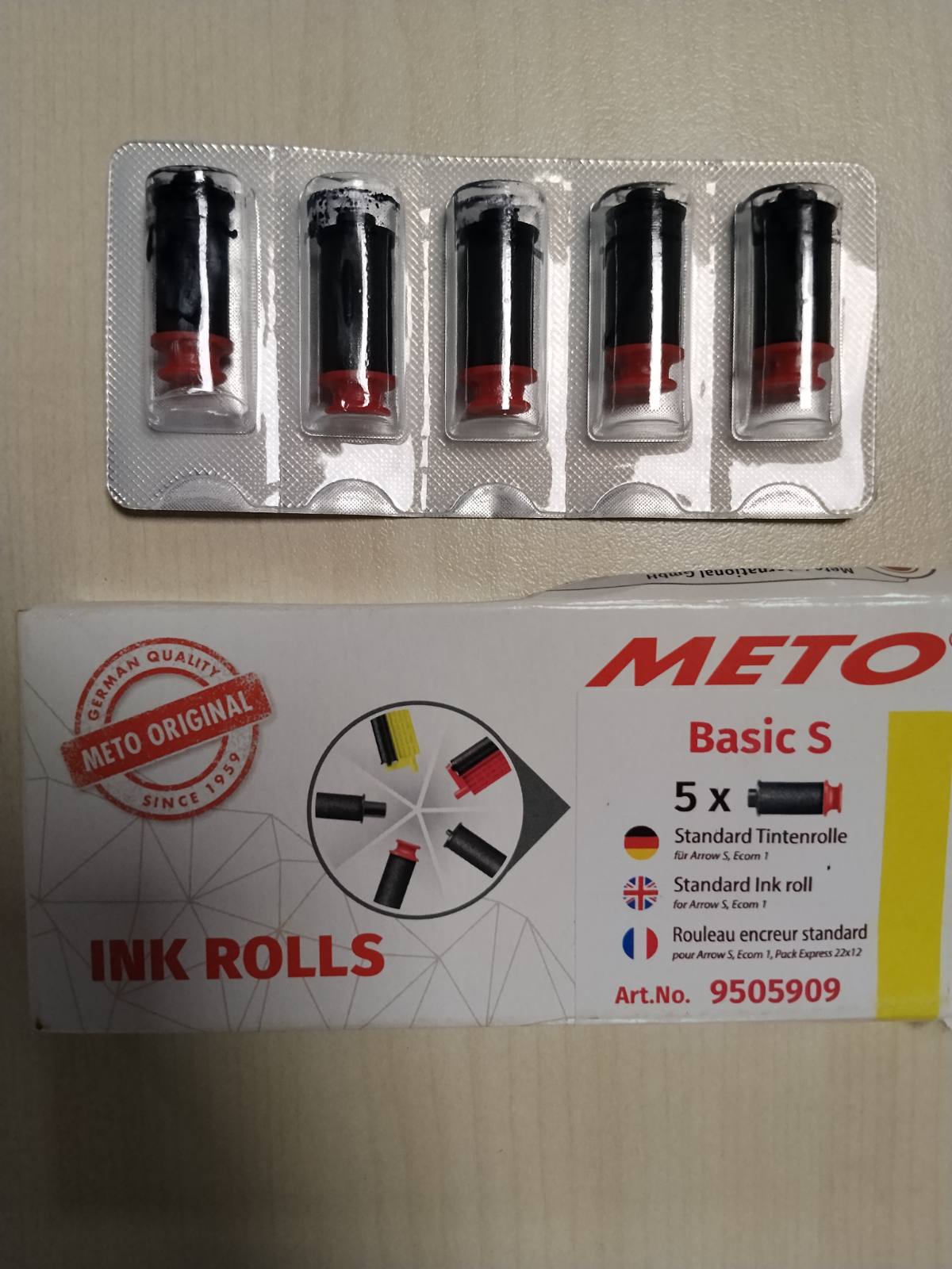 320173 - METO Rula boje për METO Basic S / Arrow S, 5 copë, të zeza, 1 rresht, për etiketa 22 x 12 mm