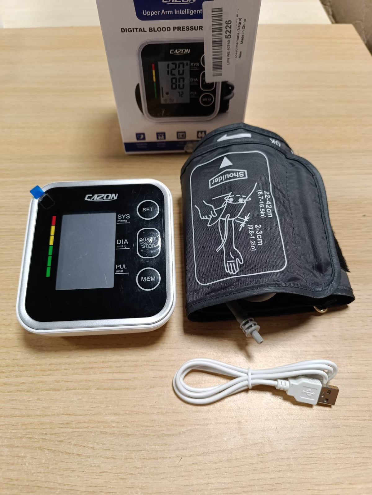 317061 - CAZON Monitorues i tensionit të gjakut për krahun, Detektor elektronik i rrahjeve të zemrës, Pranga 22-40 cm, 2 x 120 memorie