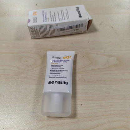 275237 - SENSILIS Fotokorrigjim D-Pigment 50+, Krem kundër diellit depigmentues me ngjyrë, vitaminë C, ekstrakt Sclarea Bioferment, mbron, ndriçon, i përshtatshëm për lëkurë të ndjeshme dhe të hiperpigmentuar - 40 ml.