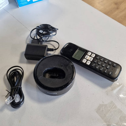 309993 - PHILIPS D1611B/34 Telefon pa tel, HQ-Sound, Libër telefoni me 50 numra, Konsum i ulët energjie Eko, ID e thirrësit, Rreze 50m-300m - E zezë