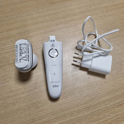 315166 - k-épil 9, 9-041, epilator me kokë rrotulluese, rezistent ndaj ujit, me kokë rroje për femra dhe krehër shkurtues, e bardhë/argjendtë