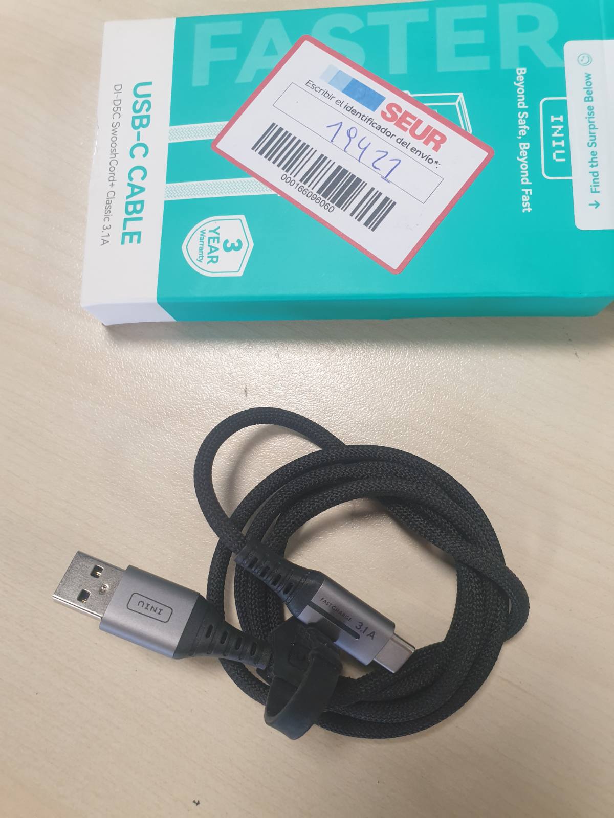 269366 - INIU Kabllo USB A në USB C, 1m, QC 3.0, 3.1A, najlon i thurur, i pajtueshëm me iPhone 17 Pro, Samsung S25, Huawei, Xiaomi Pixel, Android Auto