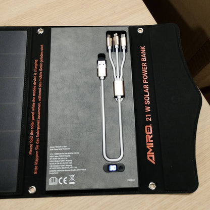 319442 - YARD FORCE Karikues Diellor Portativ 21W me 2 Porta USB, Bateri e Integruar 13000mAh, për Karikimin e Pajisjeve USB si iPhone, Android, MacBook, LX PB21, i Zi